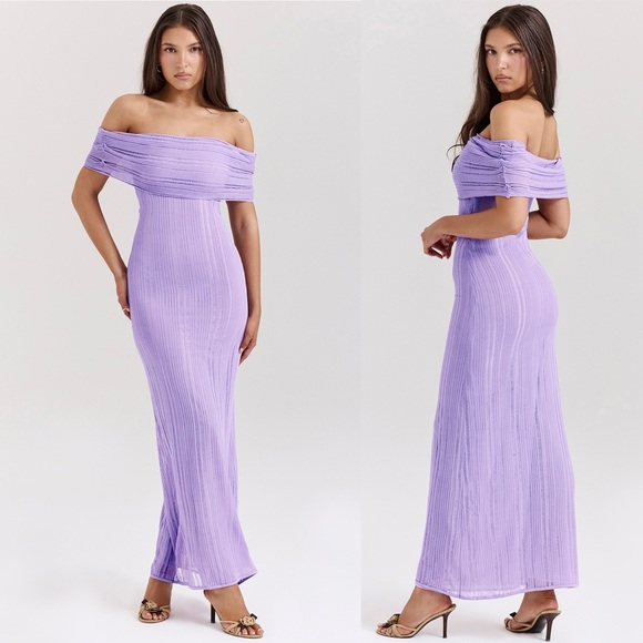 NWT House of CB Micah Orchid Ladder Knit Maxi Dress XS - Picture 1 of 8